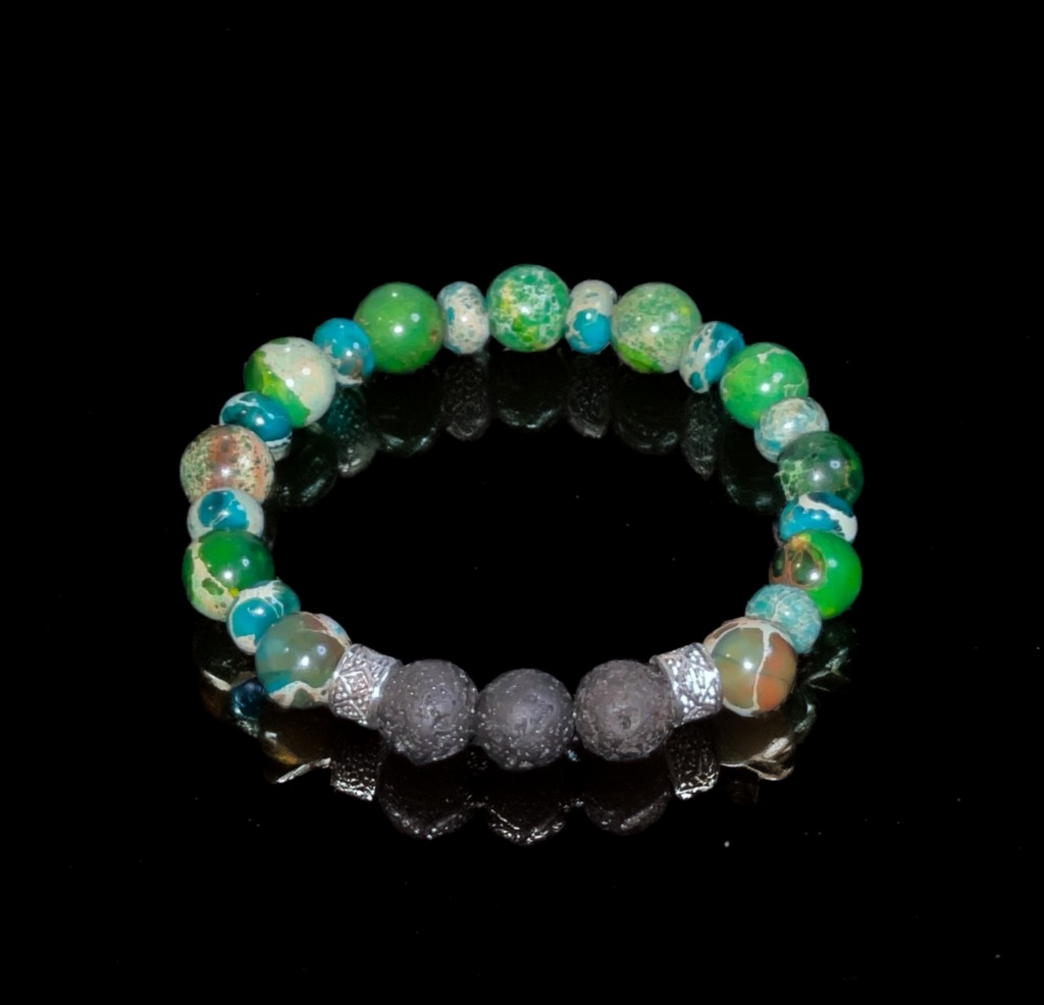 Lava Stone and Imperial Jasper Bracelet